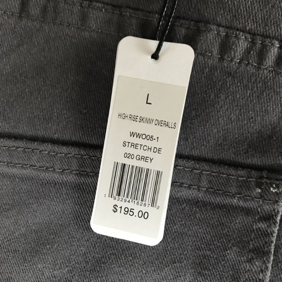 WeWoreWhat NWT Grey Hi-Rise Skinny Overalls with Pockets and Criss-Cross Back - Picture 7 of 7
